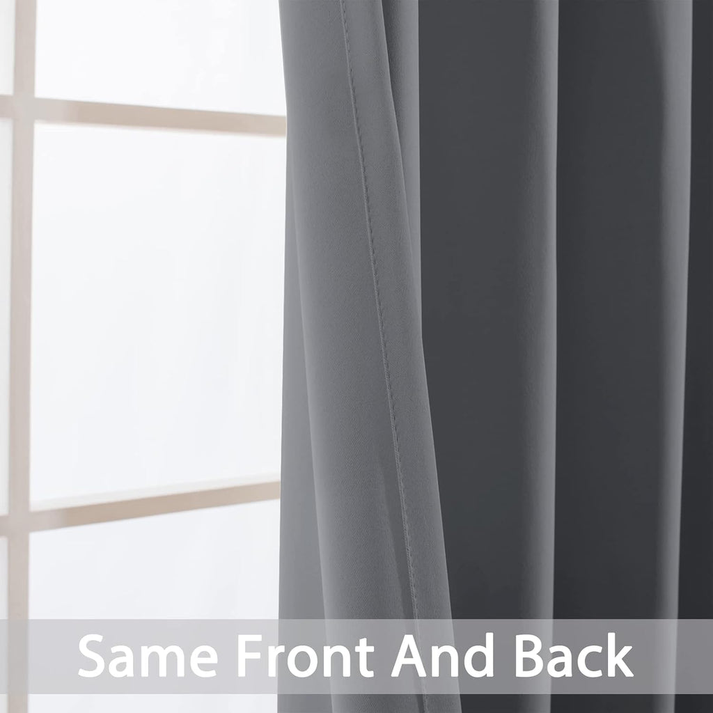 Yakamok Blackout Curtains Room Darkening Thermal Insulated Window Panels, Solid Grommet Top Drapes for Bedroom/Living Room(62Wx96L, Grey…