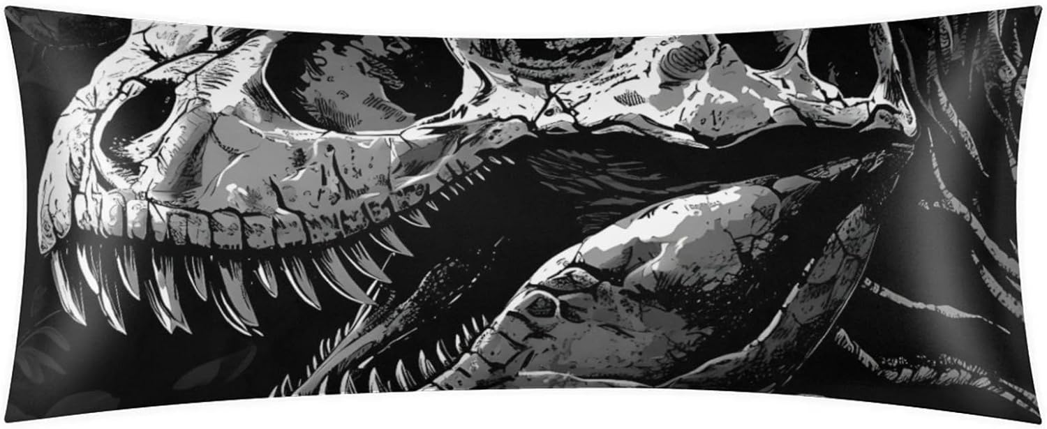 GzLeyigouHomeKitchen Skeleton Dinosaur Satin Body Pillow Case Cover with Zipper, 21" x 54" Pillow Cover Decorative Accent Long Pillowcase,…