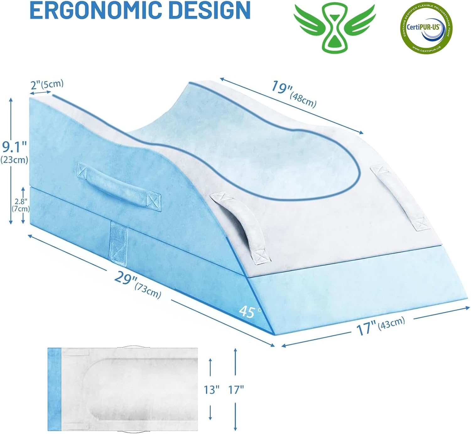 TranquilRelax Double Leg Elevation Pillows, Wedge Pillow for After Surgery, Memory Foam Support Adjustable, Comfort comfort for…