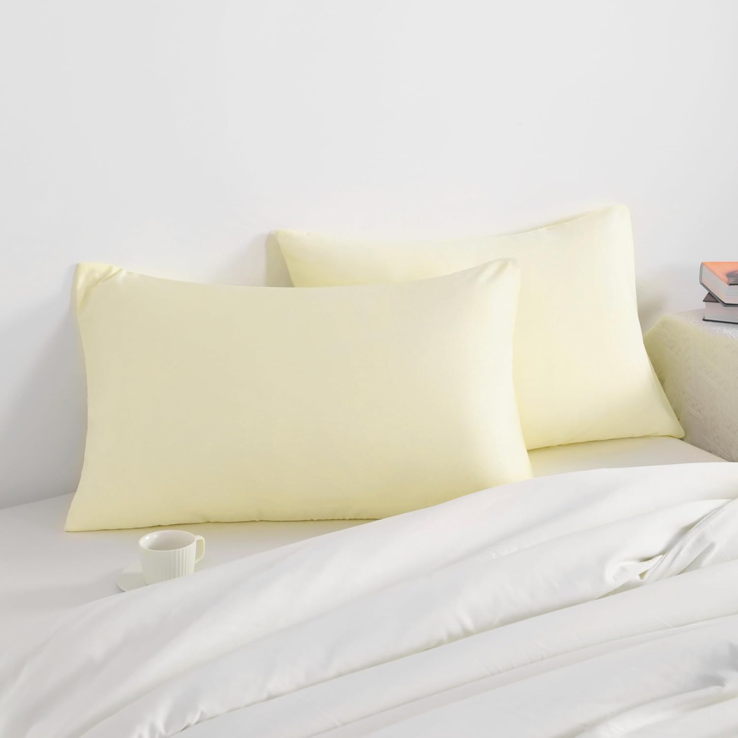 Ntbay King Pillow Cases Set of 2, 2 Pack Brushed Microfiber 20x36 Pillow Cases, Soft, Wrinkle, Fade, Stain Resistant Ivory Pillow Cases wit…
