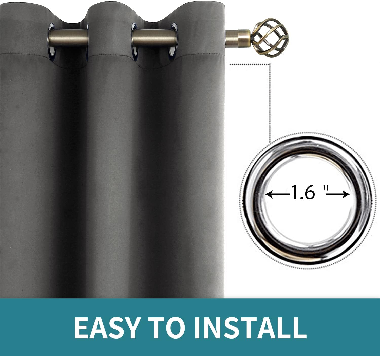 BGment Blackout Curtains for Bedroom - Grommet Thermal Insulated Room Darkening Curtains for Living Room, Set of 2 Panels (52 x 72 Inch, Da…