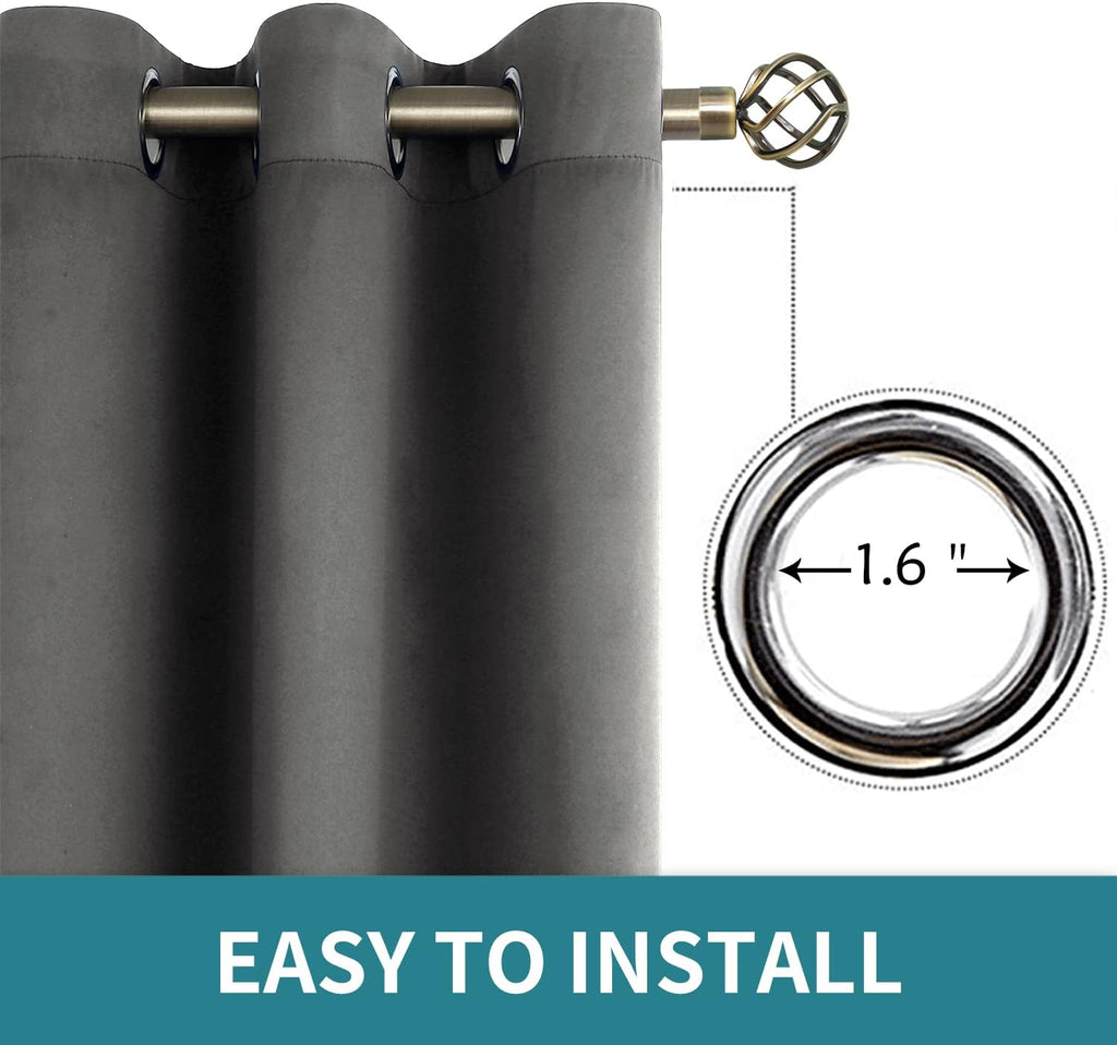BGment Blackout Curtains - Grommet Thermal Insulated Room Darkening Bedroom and Living Room Curtain, Set of 2 Panels (52 x 45 Inch, Dark Gr…