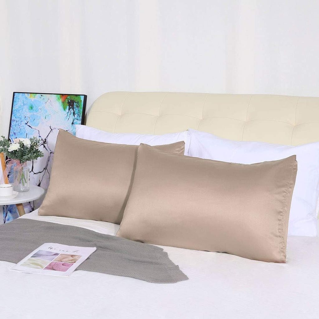 uxcell 2 Pack Silk Satin Pillowcase for Hair and Skin, Cool, Silky, Soft Breathable Pillow Cases Queen Size 20x30 Inch Sateen Pillowcase Ro…