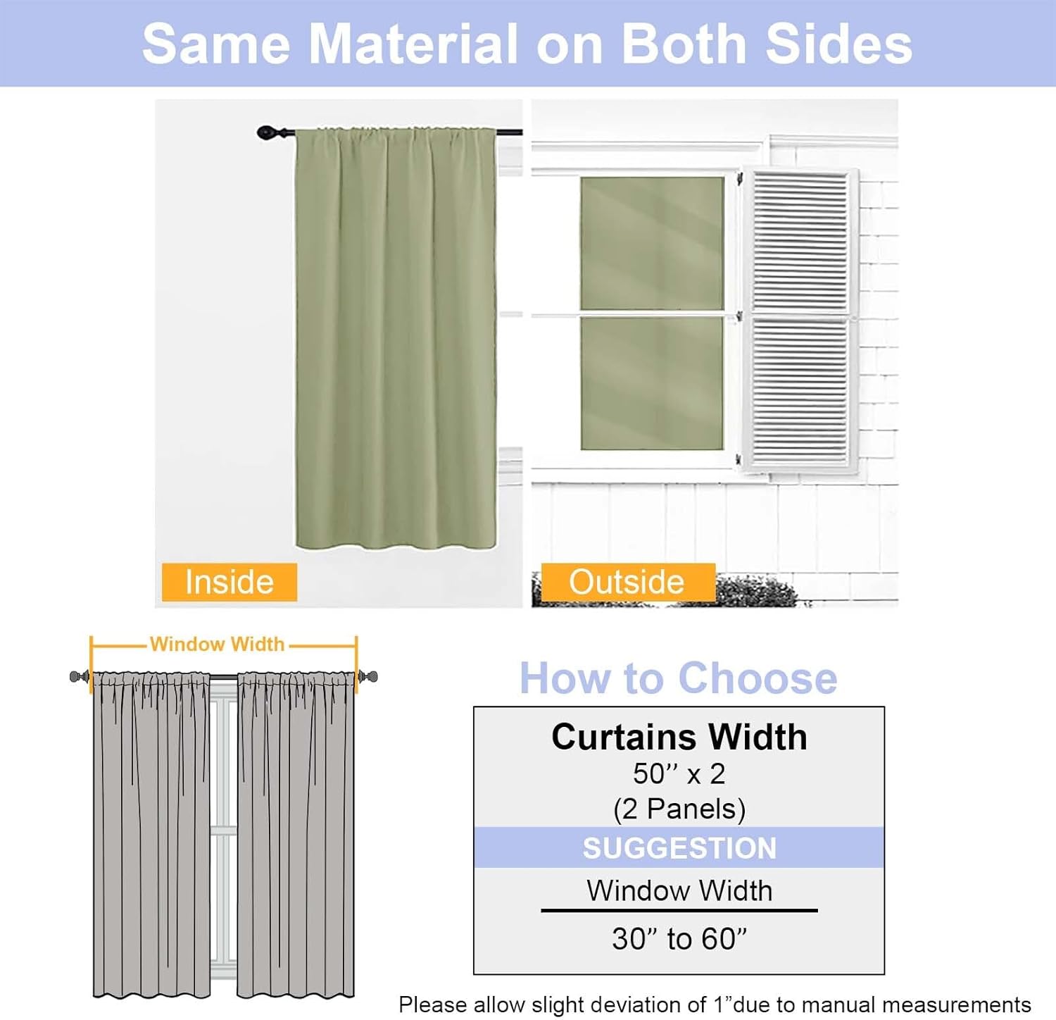 Simplebrand Ava Sage Green Blackout Curtains for Bedroom 96 Inches Long 2 Panels, Solid Thermal Insulated, Energy Saving Living Room Window…