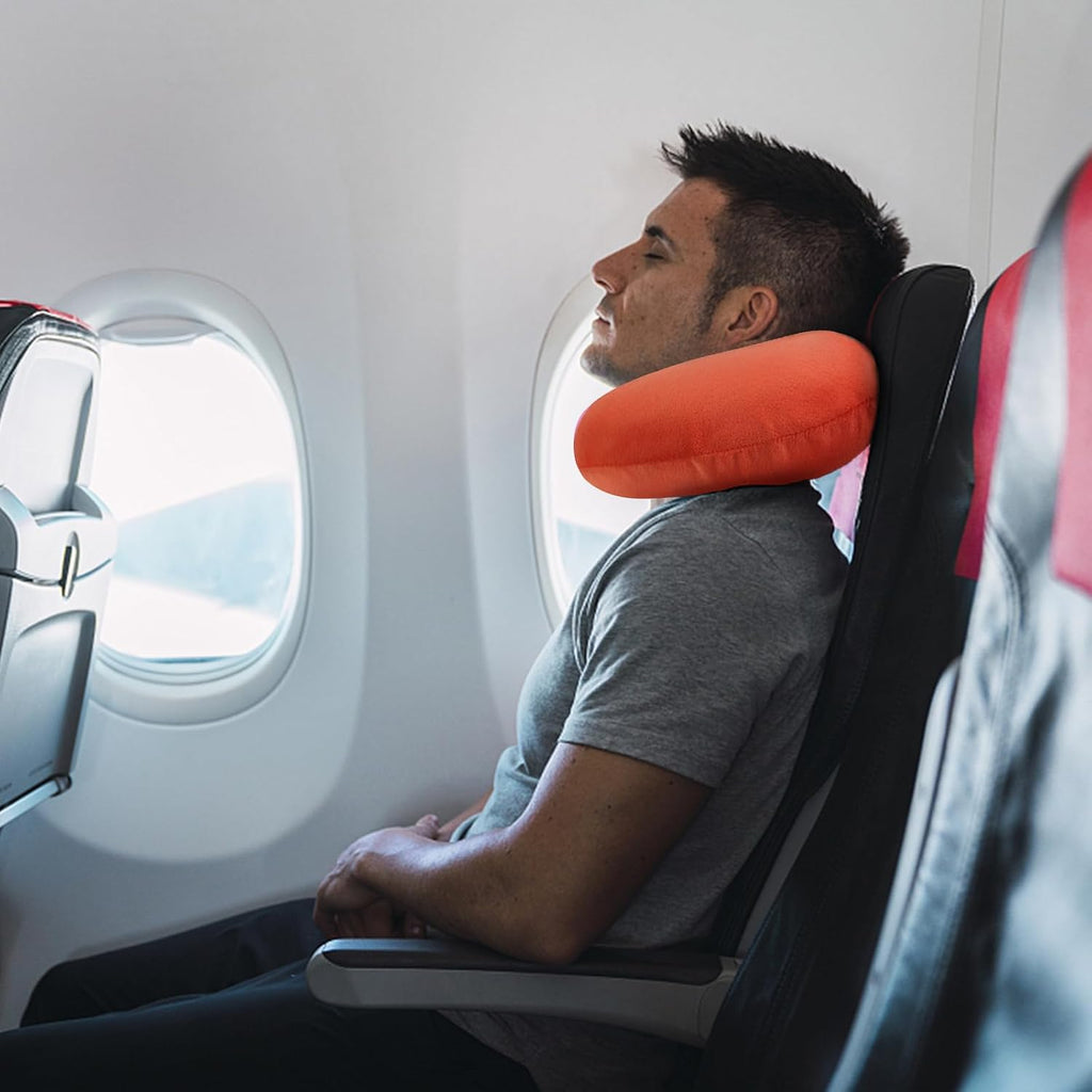 Gosider Orange Memory Foam Velvet Travel Neck Pillow for Airplane Car Train 3.94inch