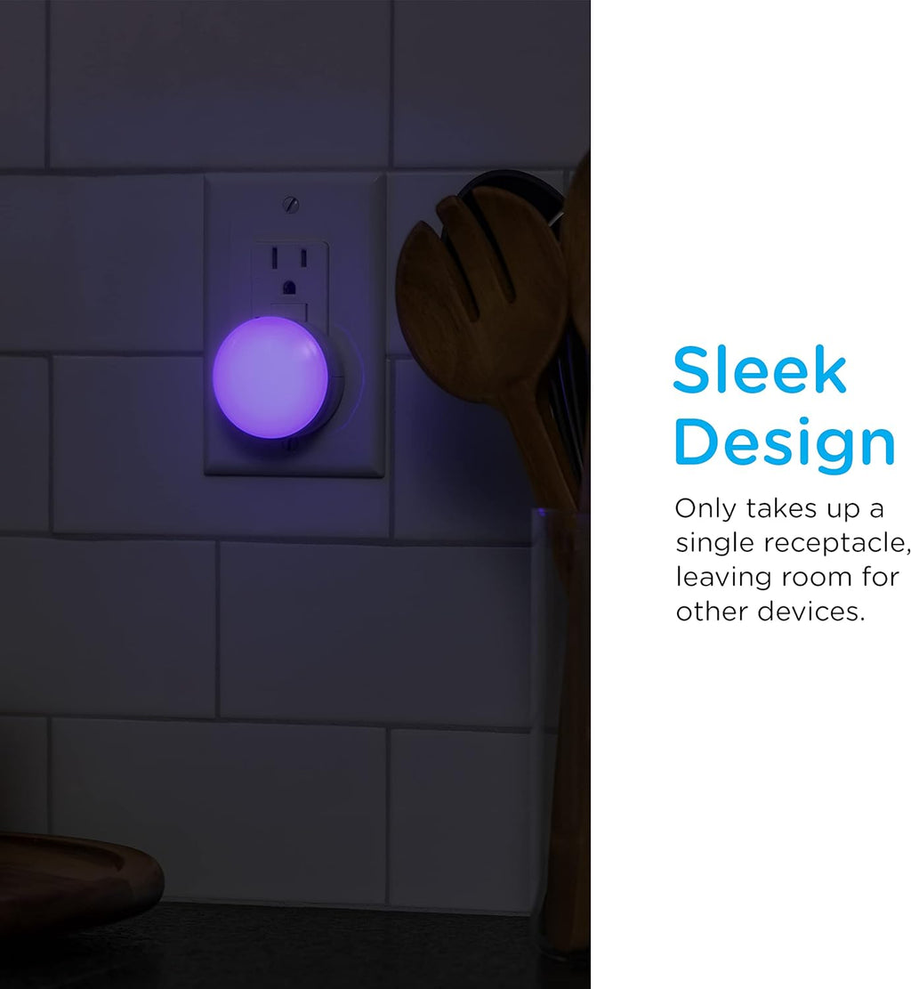 Lights by Night Color Changing Mini LED Night Light, Plug-in, Dusk to Dawn Sensor, Compact, 3 Modes, Ambient Lighting, for Kids or…