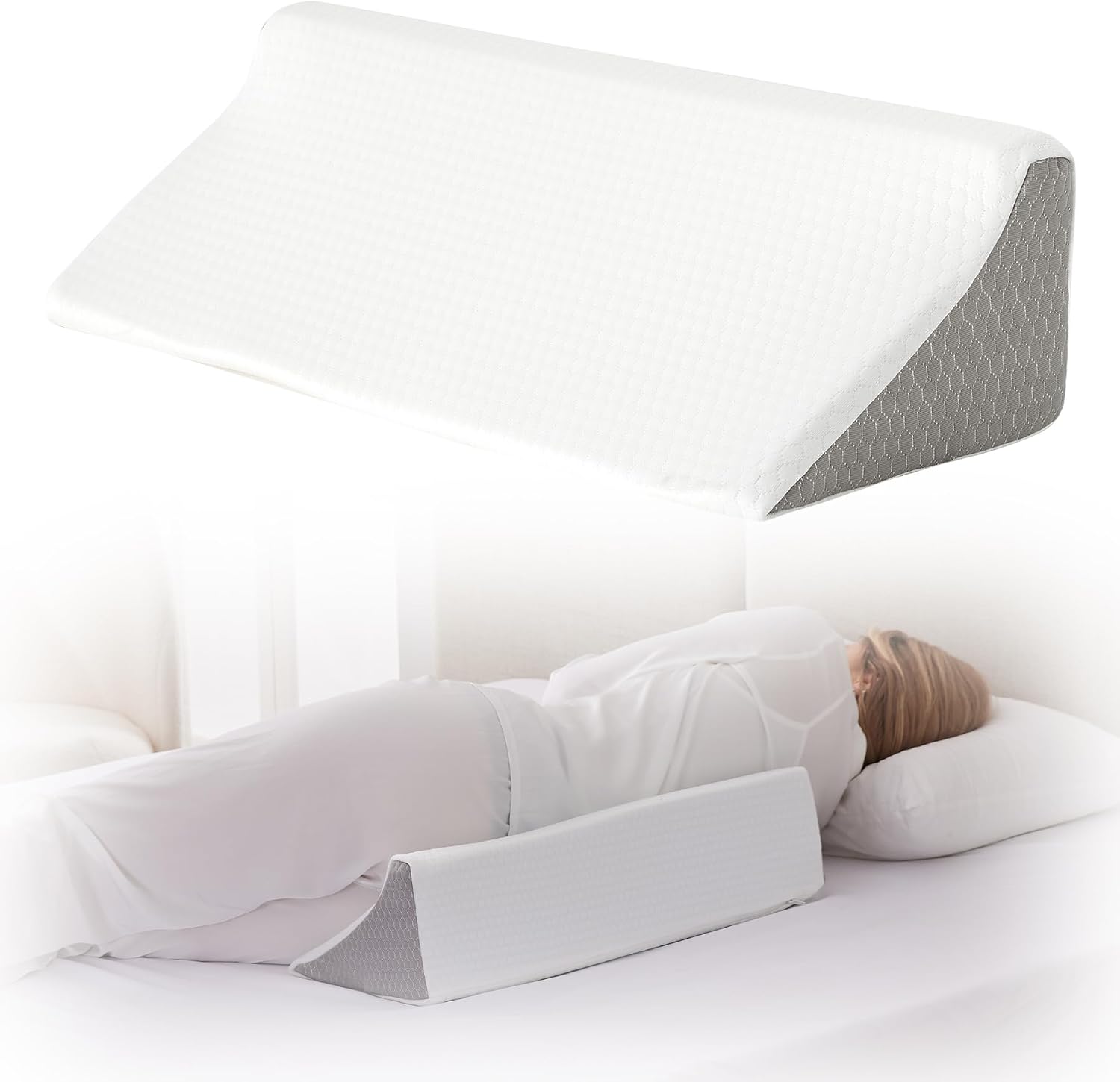 Bedluxe Wedge Pillow for Side Sleeping, Comfort Foam Back Pillow for Side Sleeper, Bed Wedges & Body Positioners for After Surgery, Pregnan…