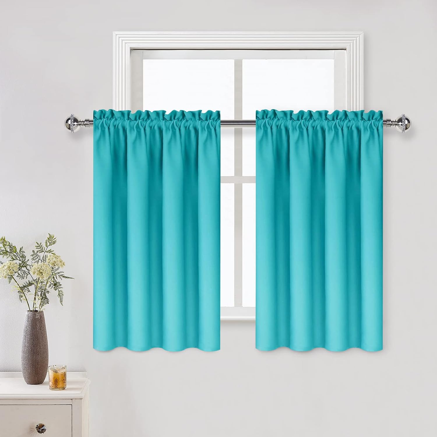 DWCN Thermal Short Blackout Curtains for Bedroom/Kitchen, Energy Saving Room Darkening Curtains for Nursery/Bedroom/Kitchen(W42 x L36…