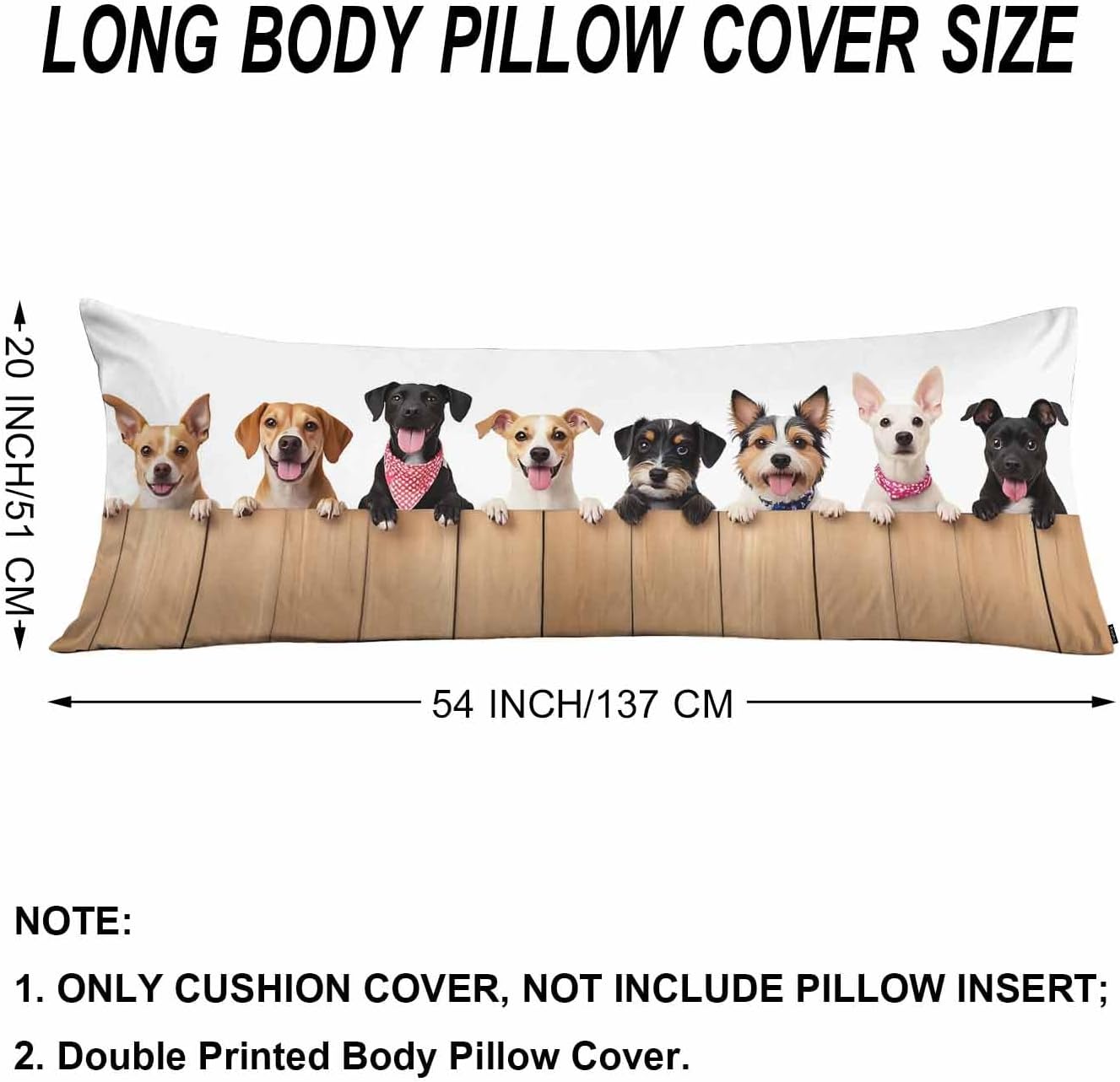 Dog Rectangle Body Pillow Covers Cute Puppy Dogs 20"X54" Couch Body Pillow Pillowcase Decorative Body Pillows Bed Pillow Cushion Covers…