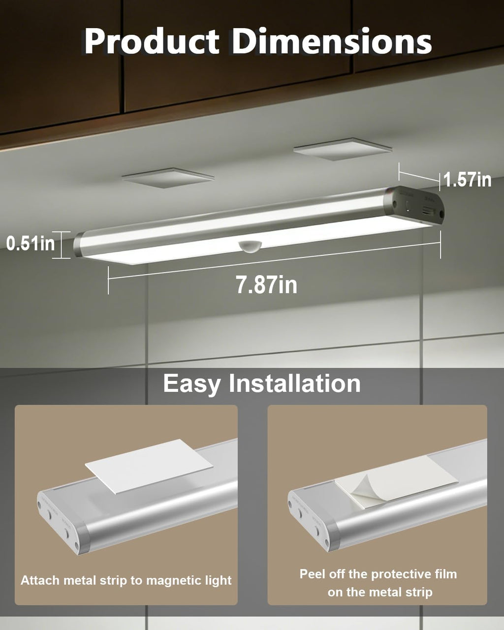 SZOKLED 58-LED Under Cabinet Lighting Wireless, RGB Motion Sensor Night Lights, Magnetic Under Cabinet Lights for Kitchen, Shelf, Stair…