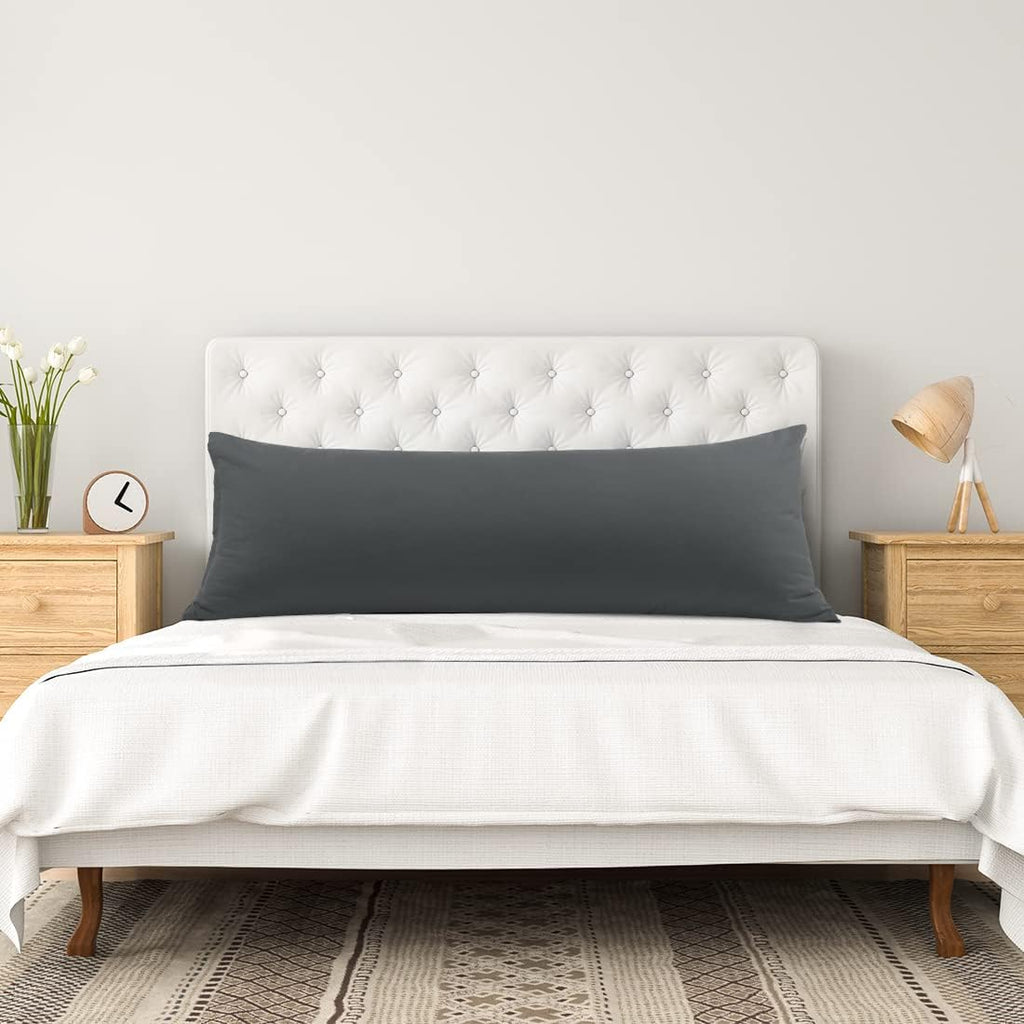 PiccoCasa Body Pillow Cover, Soft Microfiber Pillowcase with Zipper Closure, 20"x72" Grey cotton Grey