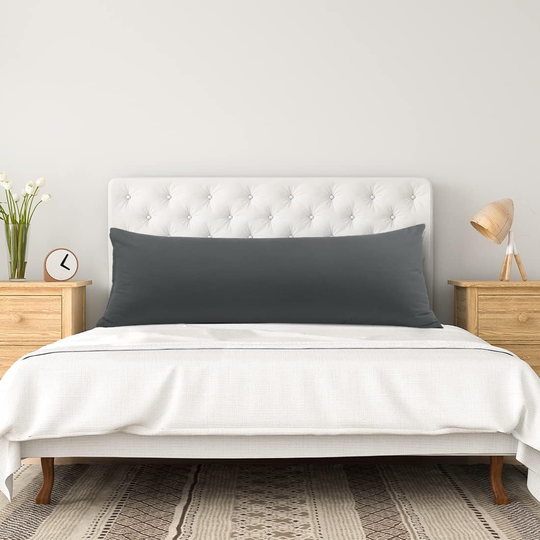 PiccoCasa Body Pillow Cover, Soft Microfiber Pillowcase with Zipper Closure, 20"x72" Grey cotton Grey