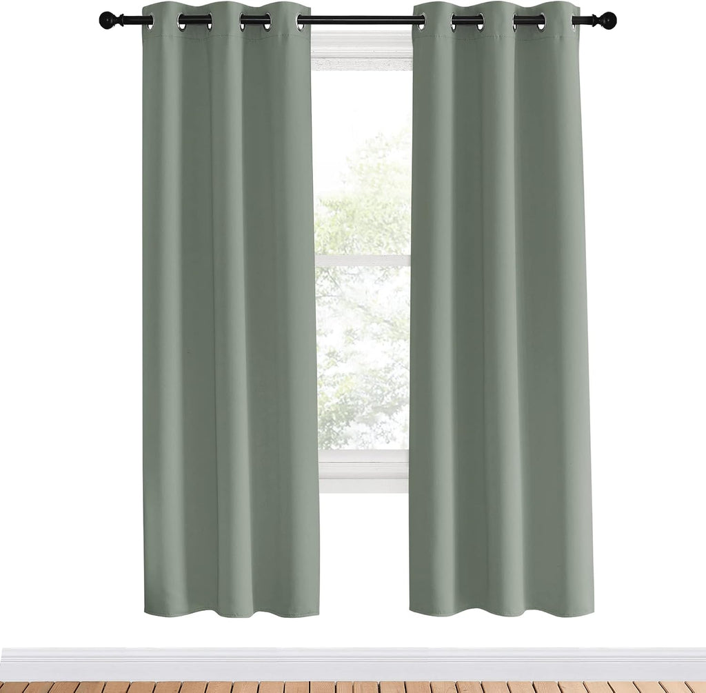 NICETOWN Bedroom Curtain Panels Blackout Draperies, Greyish Green, 1 Pair, 34 by 70-inch, Thermal Insulated Solid Grommet Blackout…