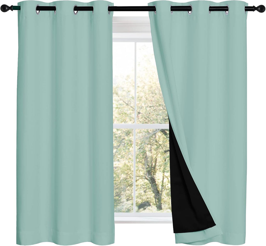 Nicetown 100% Blackout Curtains 54 inches Long, Double-Deck Completely Blackout Window Treatment Thermal Insulated Lined Drapes for Small W…