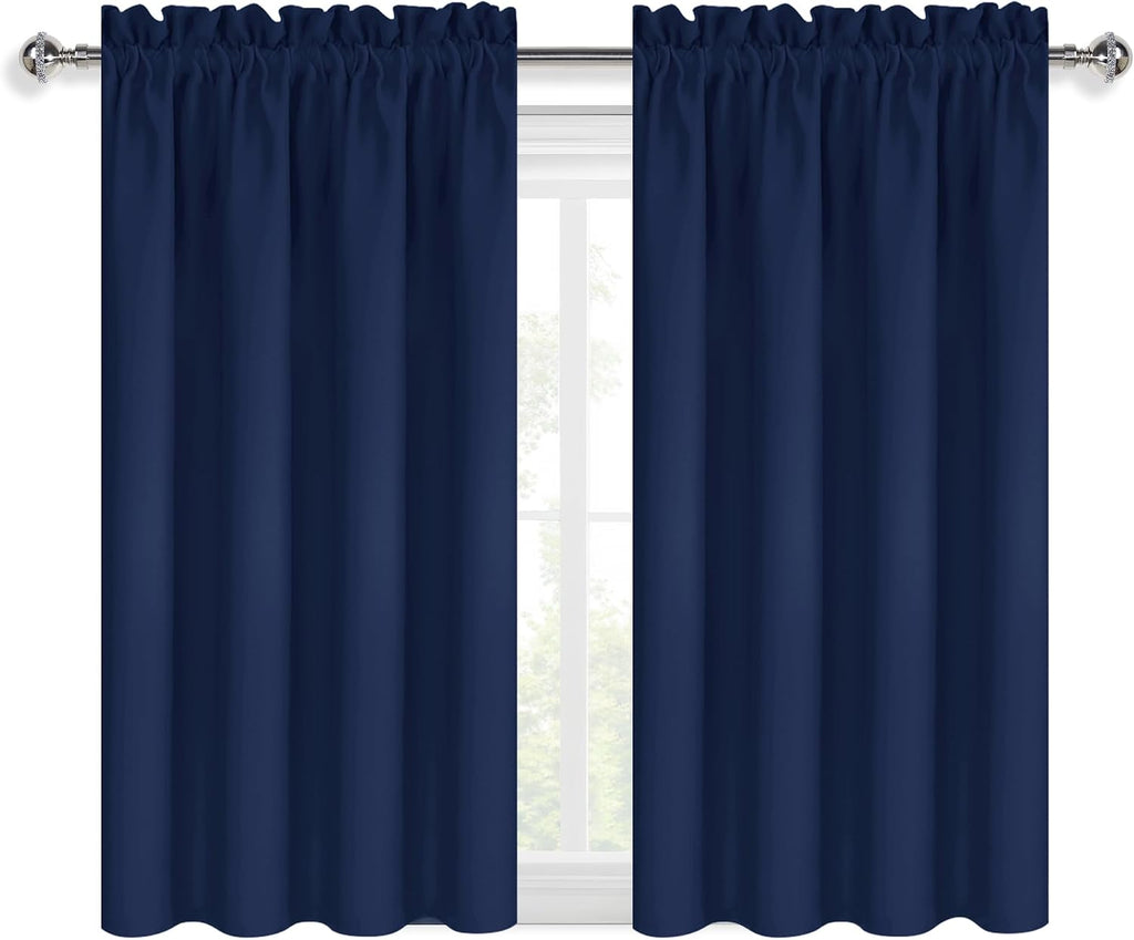 Dwcn Short Blackout Curtains for Bedroom 45 Inches Long 2 Panels Set, Solid Thermal Insulated Energy Saving Window Treatment Drapes, Rod Po…