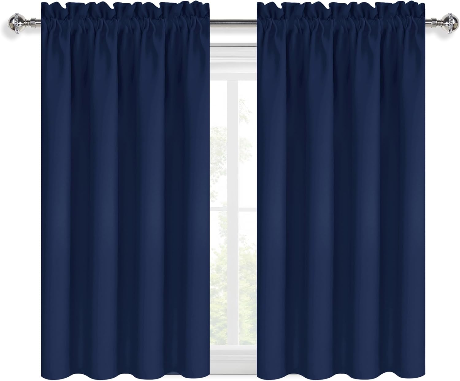 Dwcn Short Blackout Curtains for Bedroom 45 Inches Long 2 Panels Set, Solid Thermal Insulated Energy Saving Window Treatment Drapes, Rod Po…