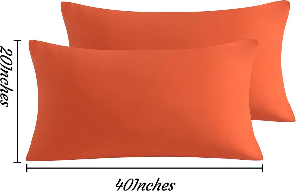 Ntbay King Pillow Cases Set of 2, 2 Pack Brushed Microfiber 20x40 Pillow Cases, Soft, Wrinkle, Fade, Stain Resistant Brunt Orange Pillow Ca…