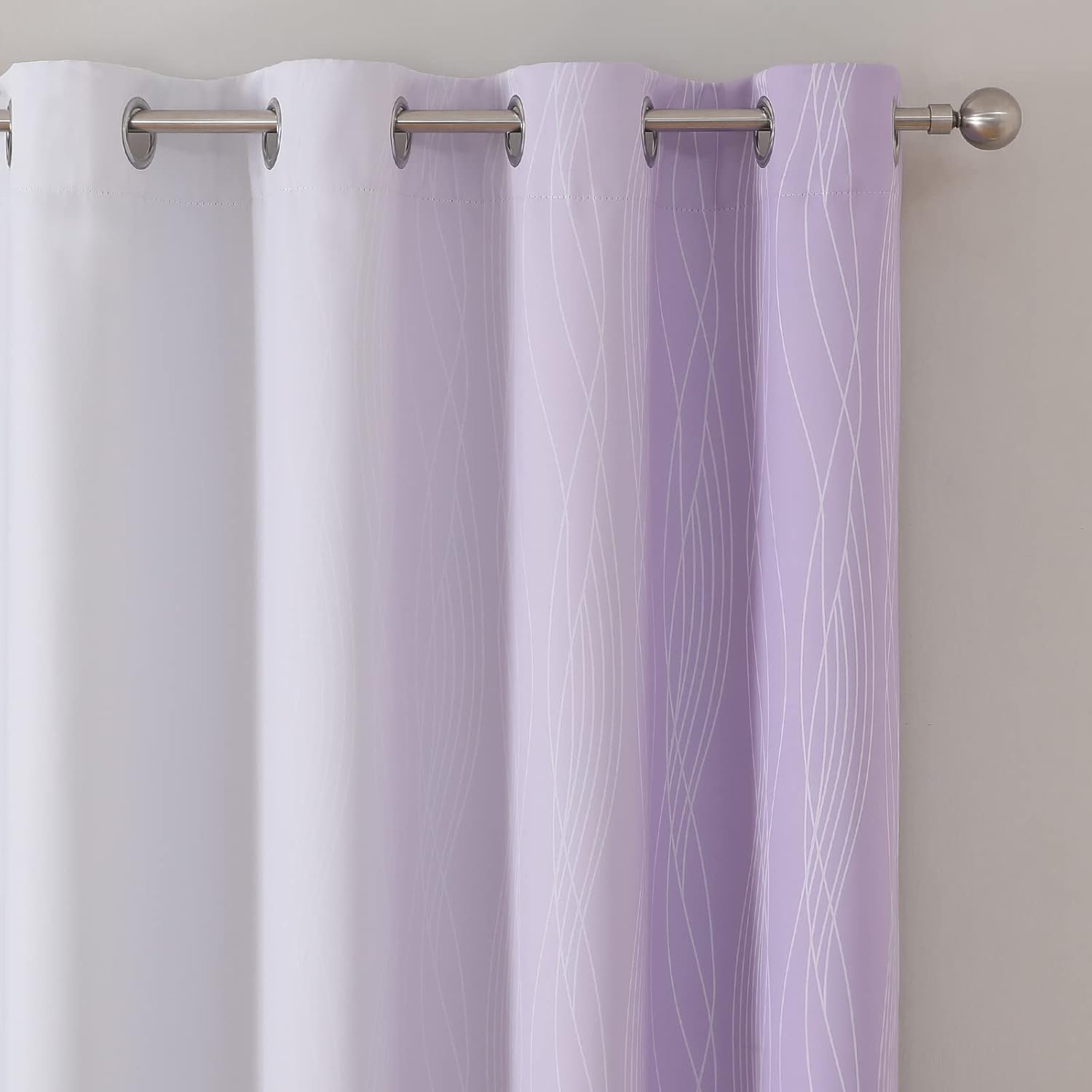 Estelartextiler Estelar Textiler Lilac and Greyish White Gradient Blackout Curtains for Bedroom, Thermal Insulated Ombre Blackout Drapes, L…
