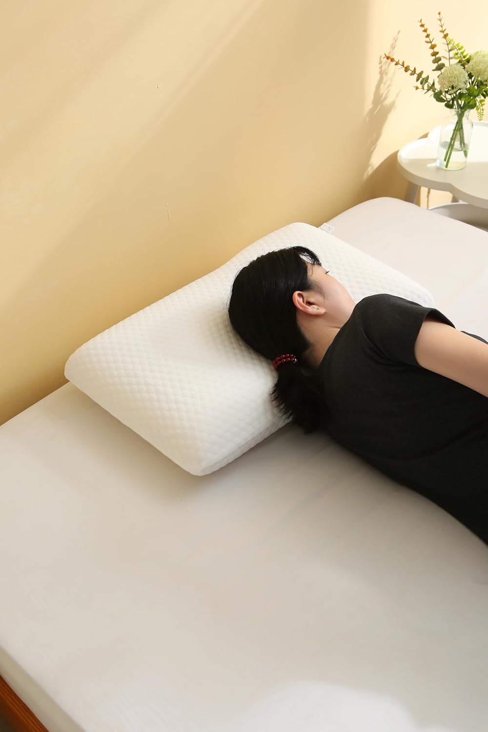 Csdlf Memory Foam Bed Pillows, Pillow for Side and Back Sleeper, Pillow for Neck, Washable Removable Cover, Soft, White (Standard) White