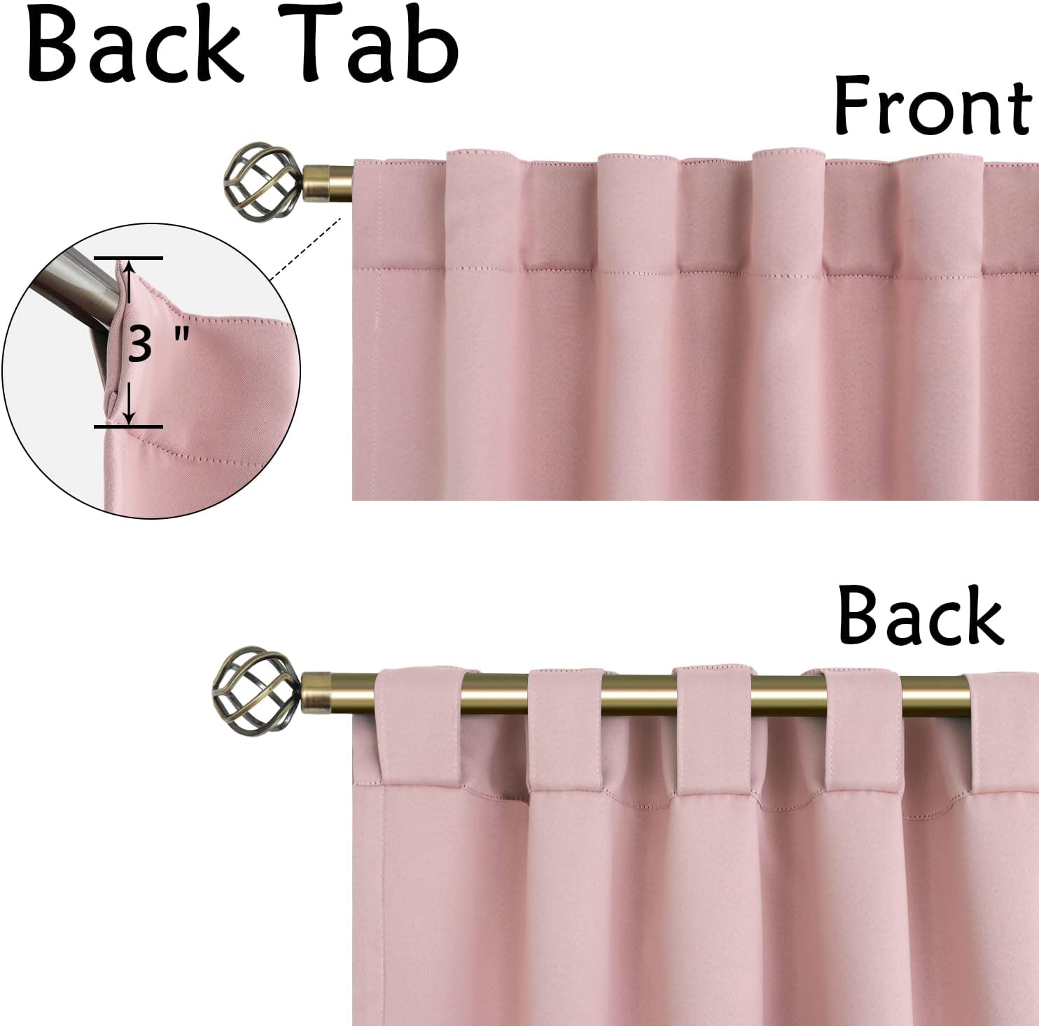 BGment Rod Pocket and Back Tab Curtains for Bedroom - Thermal Insulated Room Darkening Curtains for Living Room, 2 Window Curtain Panels (3…