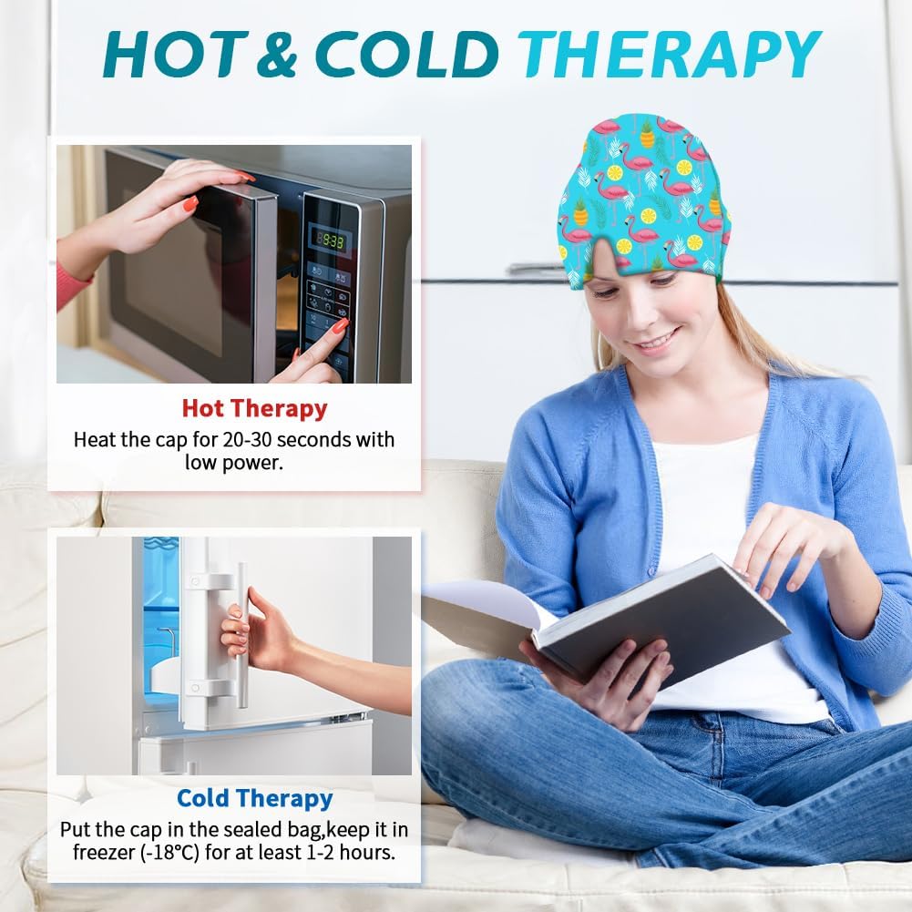 Conbella Migraine Relief Cap, Soothing Headache Ice Face Mask Products, Hot and Cold relaxation, Migraine Headache Relief Cap for…