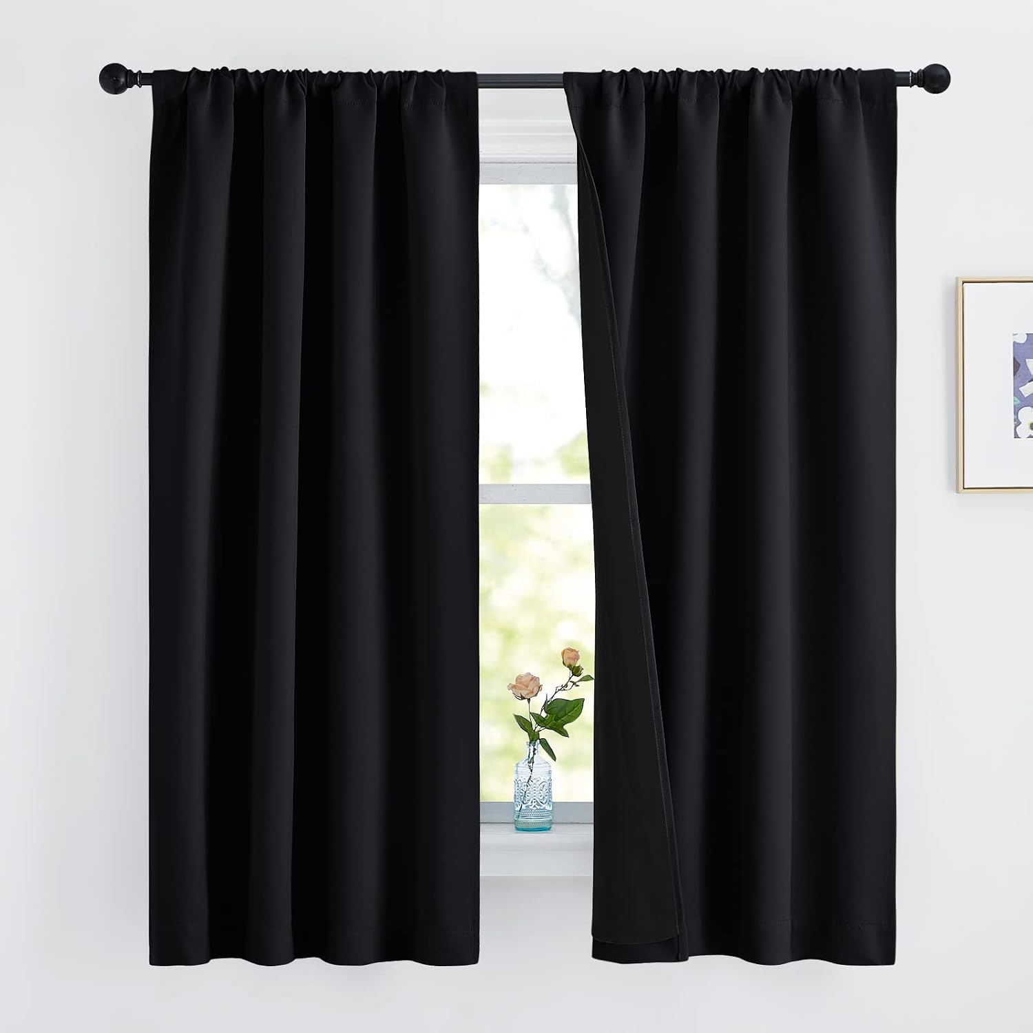 Nicetown Complete 100% Blackout Curtains, Thermal Insulated & Energy Efficiency Window Draperies with Black Liner, Noise Reducing Drapes, K…