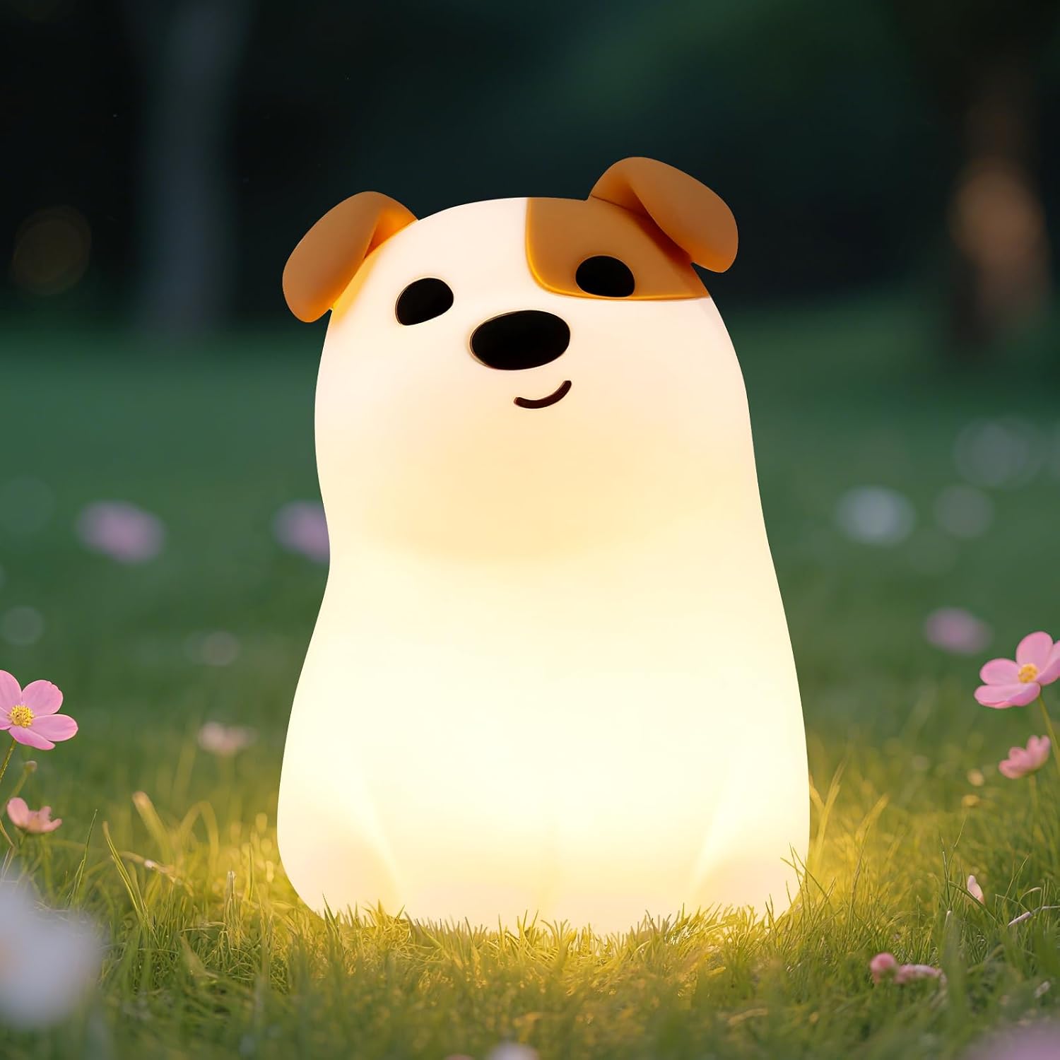 Squishy Puppy Night Light with RGB Mode 3 Brightness Adjustable Nursery Breastfeeding Nightlight Cute Novelty Smile Dog Animal Lamp…