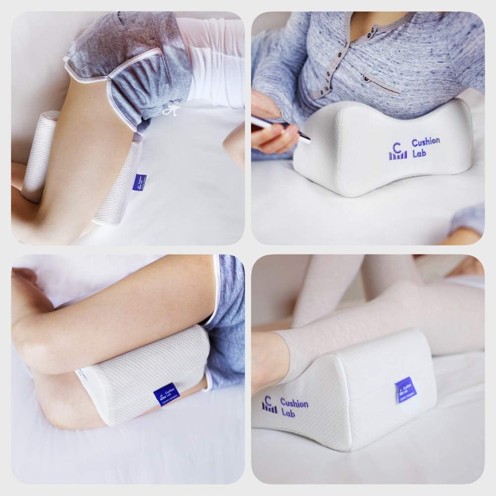 Cushionlab Cushion Lab Extra Dense Orthopedic Knee Pillow for Back, Leg Pain, Hip, Pregnancy, Sciatica & Joint Pain - Memory Foam Wedge Pi…
