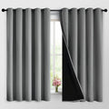 Yakamok 100% Grey Blackout Curtains for Bedroom, Light Blocking Thermal Insulated Noise Reducing Blackout Drapes for Living Room(62Wx63L, 2…