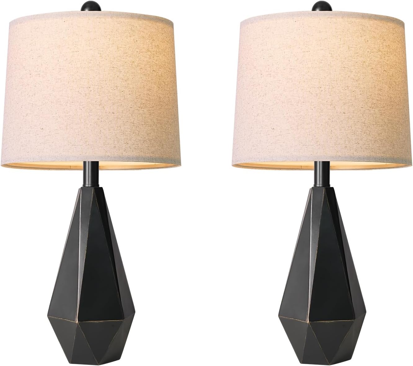 PoKat Table Lamps Set of 2 for Bedroom, 23.5'' High Farmhouse Nightstand Lamps for Living Room, Modern Bedside Lamps with Linen Shade for…