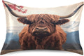 YETTASBIN Highland Cow Satin Pillowcase, Soft Breathable Silk Pillow Case with Envelope Closure for Hair and Skin, Queen Size 30 x 20 Inch
