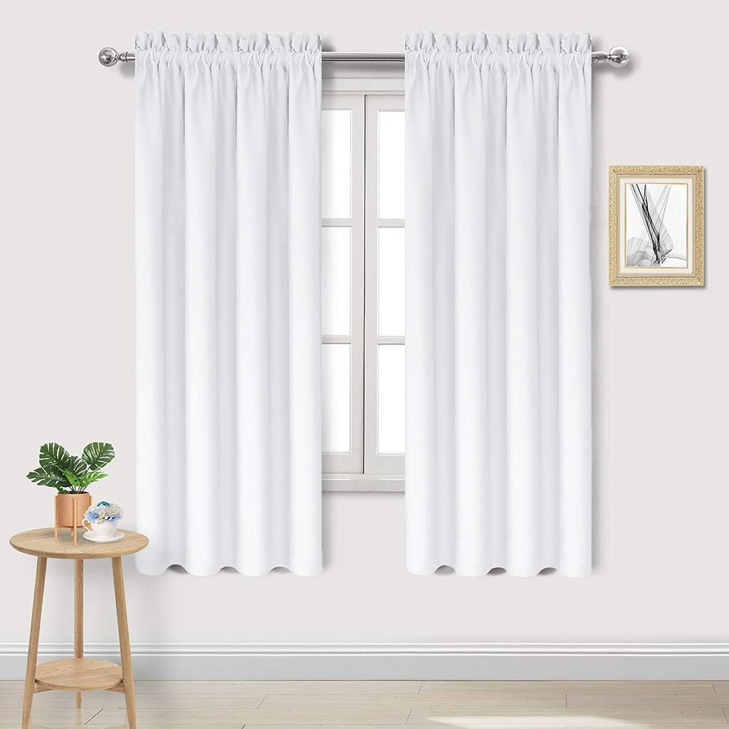 DWCN White Curtains for Living Room Thermal Insulated, 50% Light Blocking Curtains for Bedroom, Dining Room Window, W 42x L 72 Inch, Set…