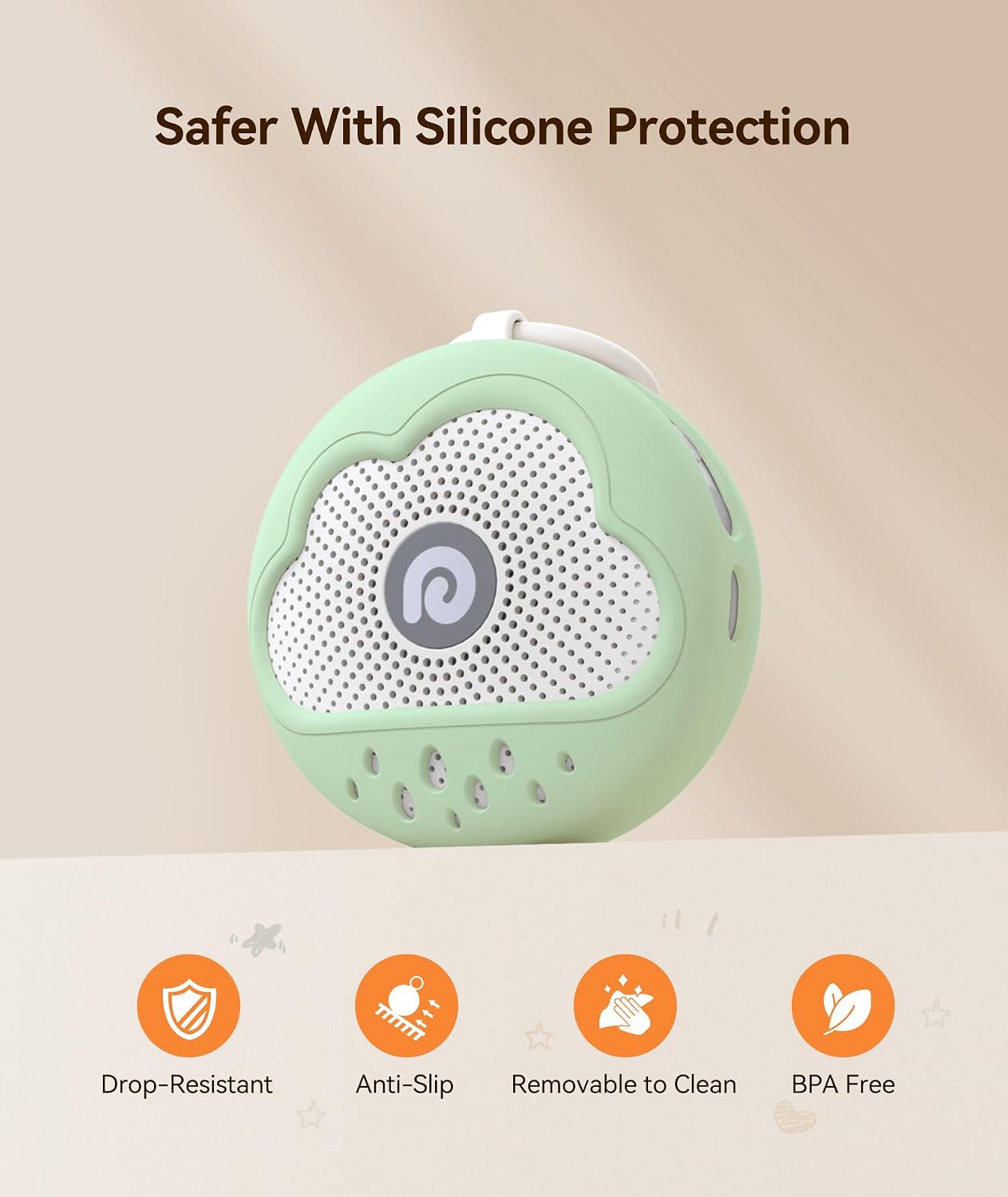 Dreamegg White Noise Machine - Portable Sound Machine Baby with Safe Silicone Cover, Features Powerful Battery, 21 Soothing Sound, Noise Ca…