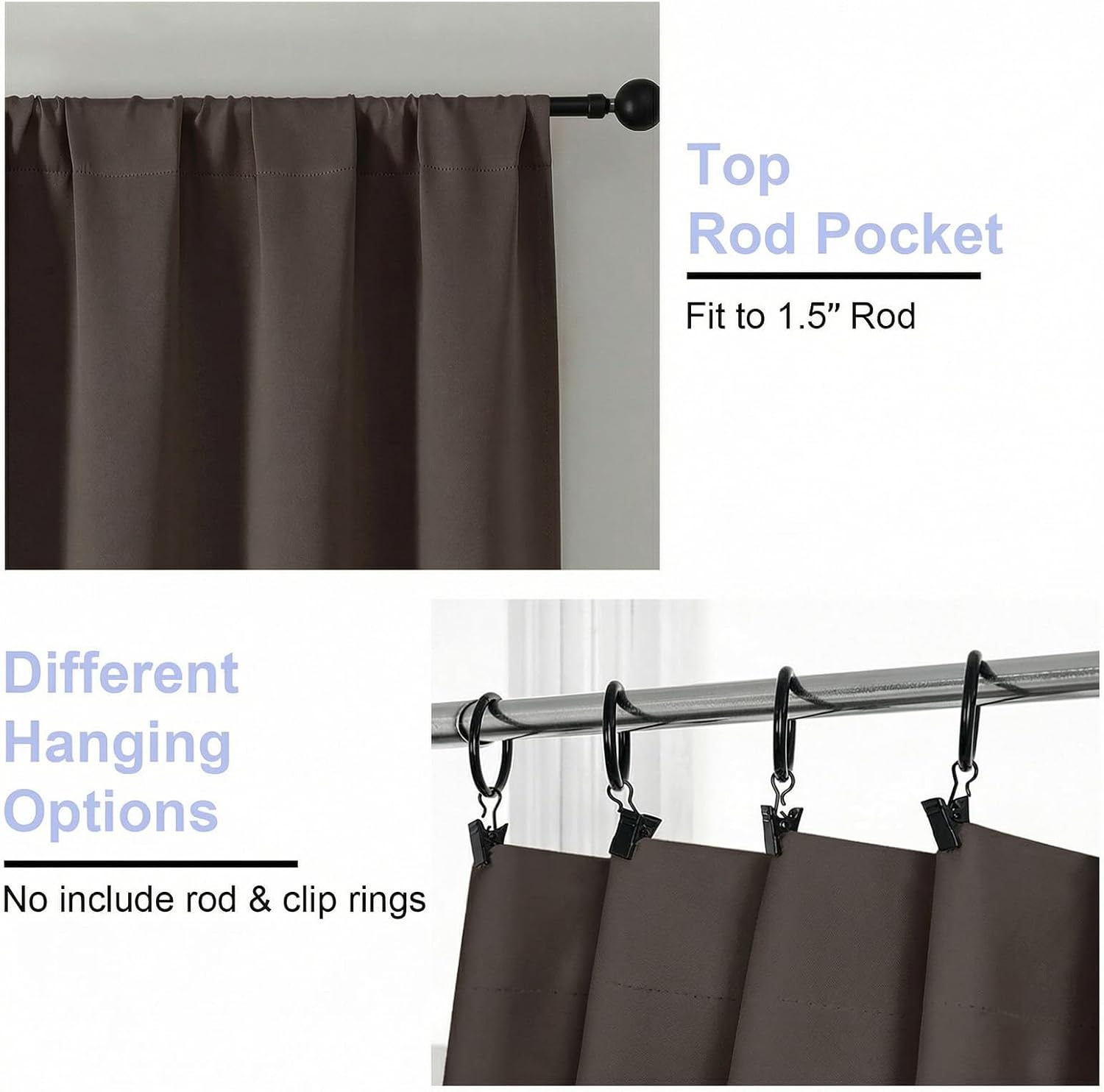Simplebrand Chocolate Blackout Curtains for Bedroom 96 Inches Long 2 Panels, Solid Thermal Insulated, Energy Saving Living Room Window Trea…