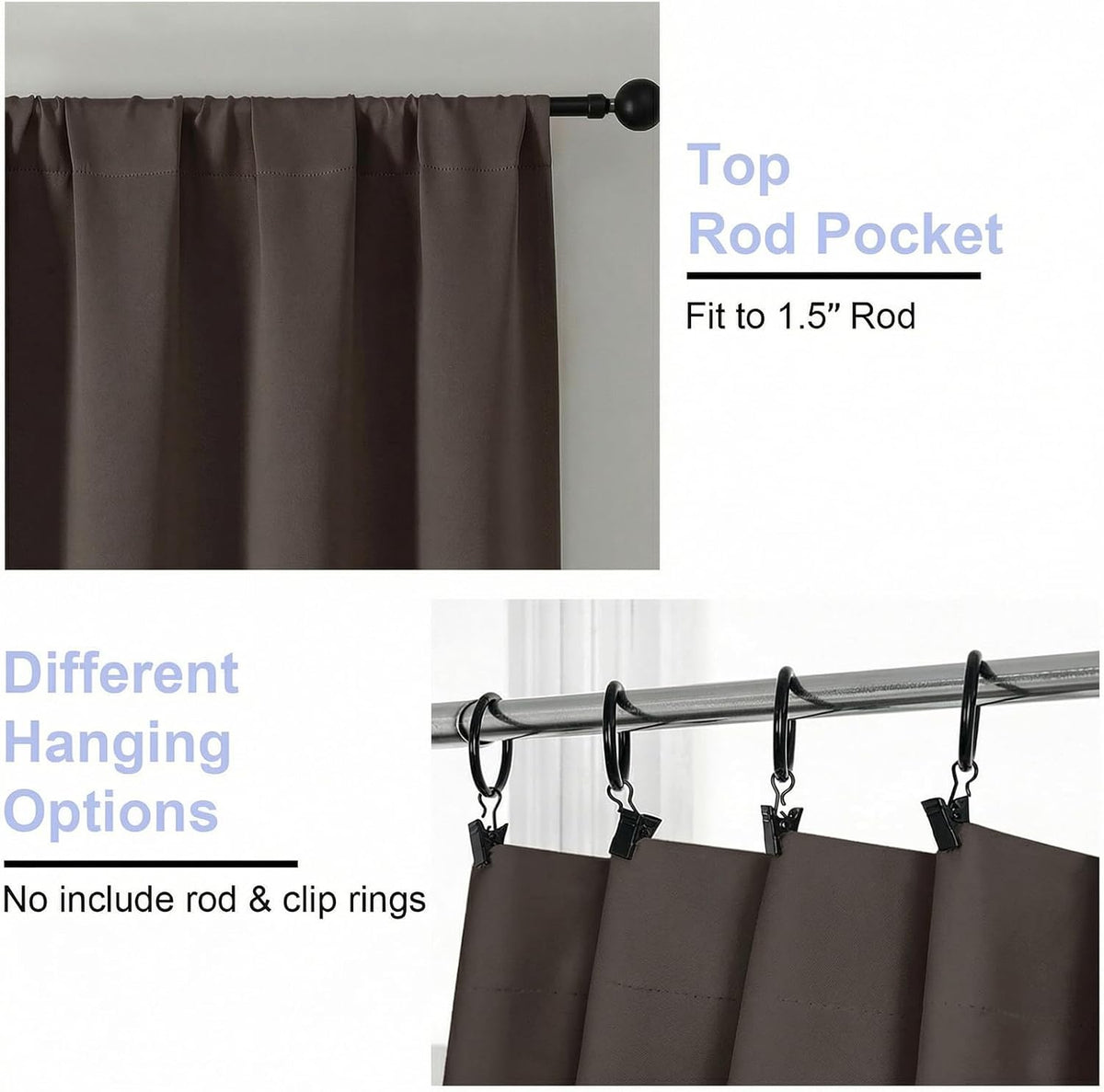 Simplebrand Ava Chocolate Short 36 Inches Blackout Curtain 2 Panels Set, Half Window Rod Pocket Privacy Curtain Tiers for Kitchen, Curtains…