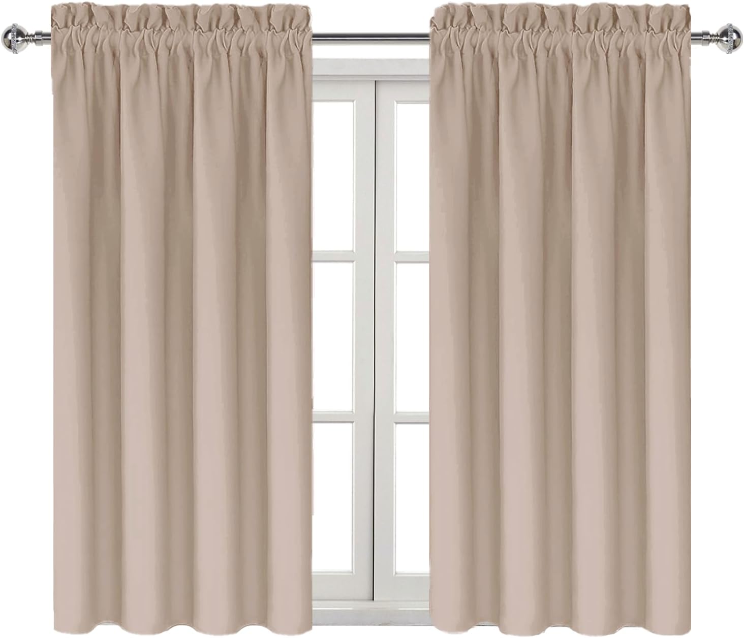 DWCN Blackout Curtains for Living Room Thermal Insulated, Energy Saving & Noise Reducing Bedroom Curtains, Camel, W 38x L 45 Inch, Set of…