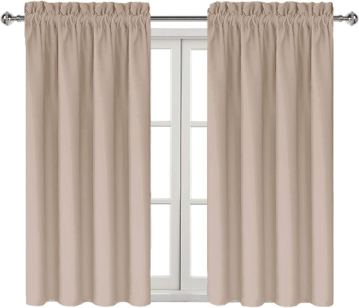 DWCN Blackout Curtains for Living Room Thermal Insulated, Energy Saving & Noise Reducing Bedroom Curtains, Camel, W 42x L 54 Inch, Set of…