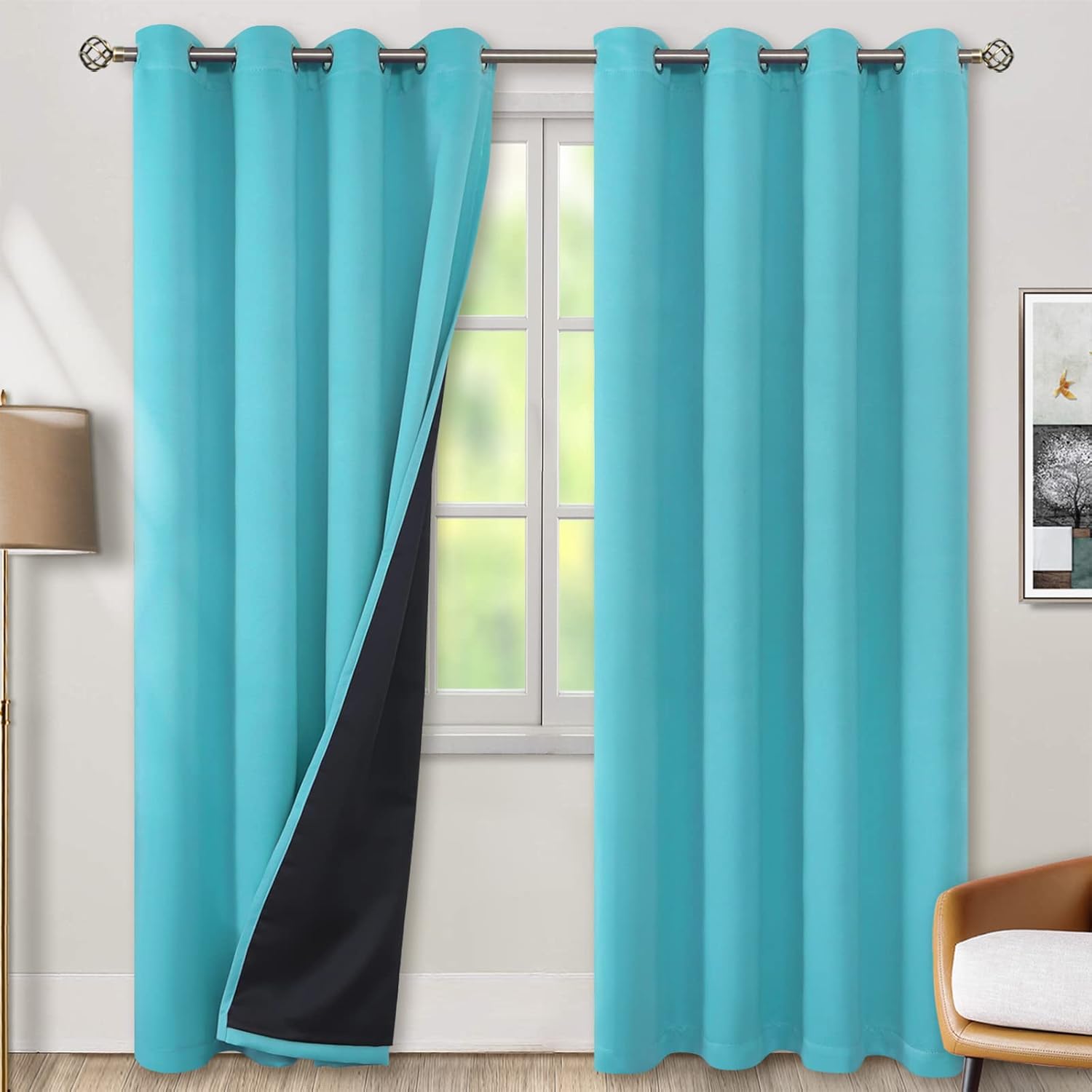BGment 100% Blackout Curtains for Bedroom Window 84 Inch Length 2 Panels Set, Thermal Insulated Full Light Blocking Grommet Drapes for Livi…