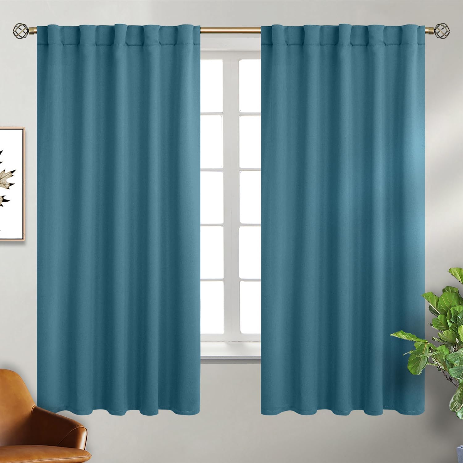 BGment Window Curtains for Bedroom - 63 Inch Rod Pocket and Back Tab Thermal Insulated Room Darkening Curtains for Living Room, 2 Curtain P…