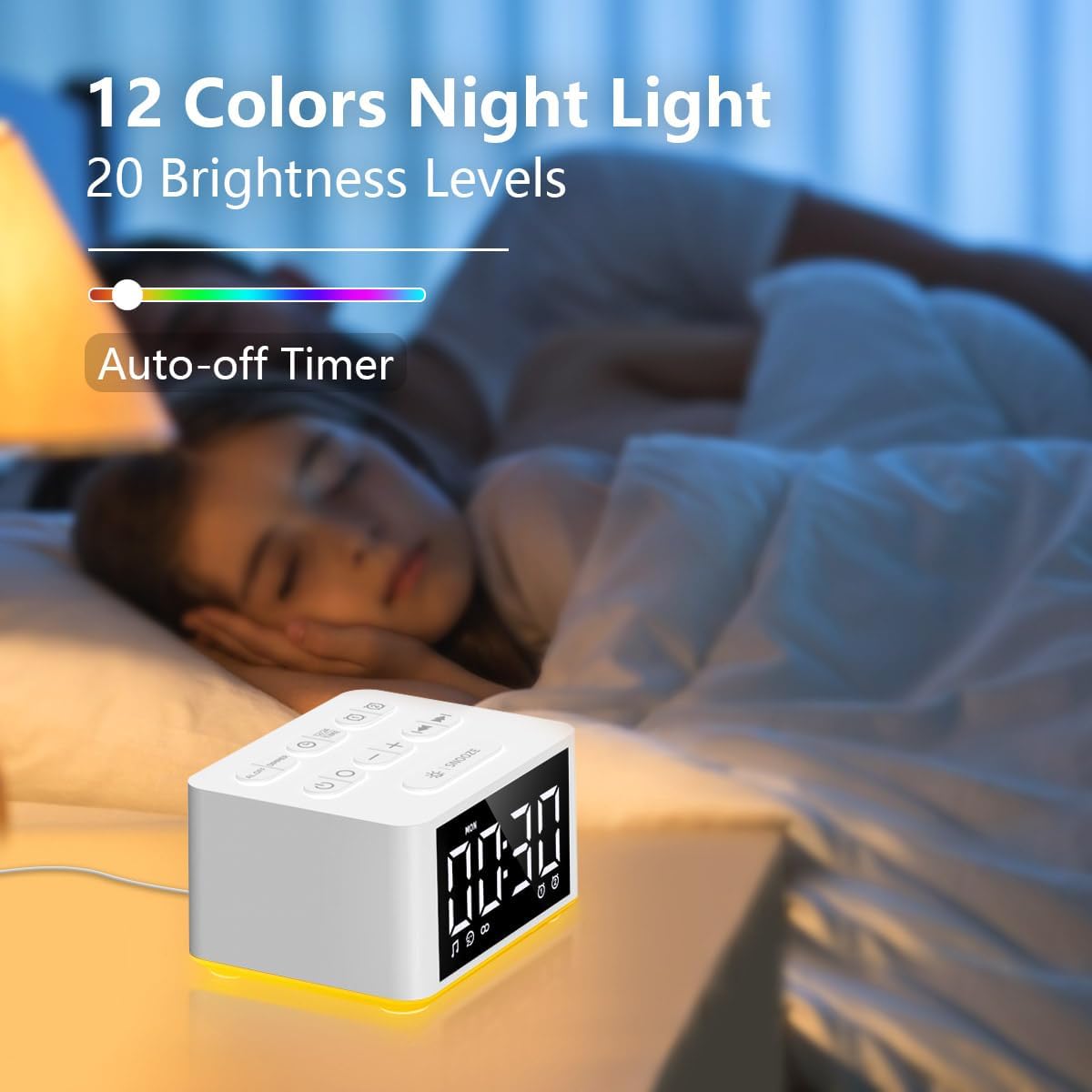 3-in-1 Sound Machine White Noise Machine Dual Alarms 12 Color Night Lights 30 Soothing Sounds 15 Wake Up Sounds 32 Volume for Baby Adults…