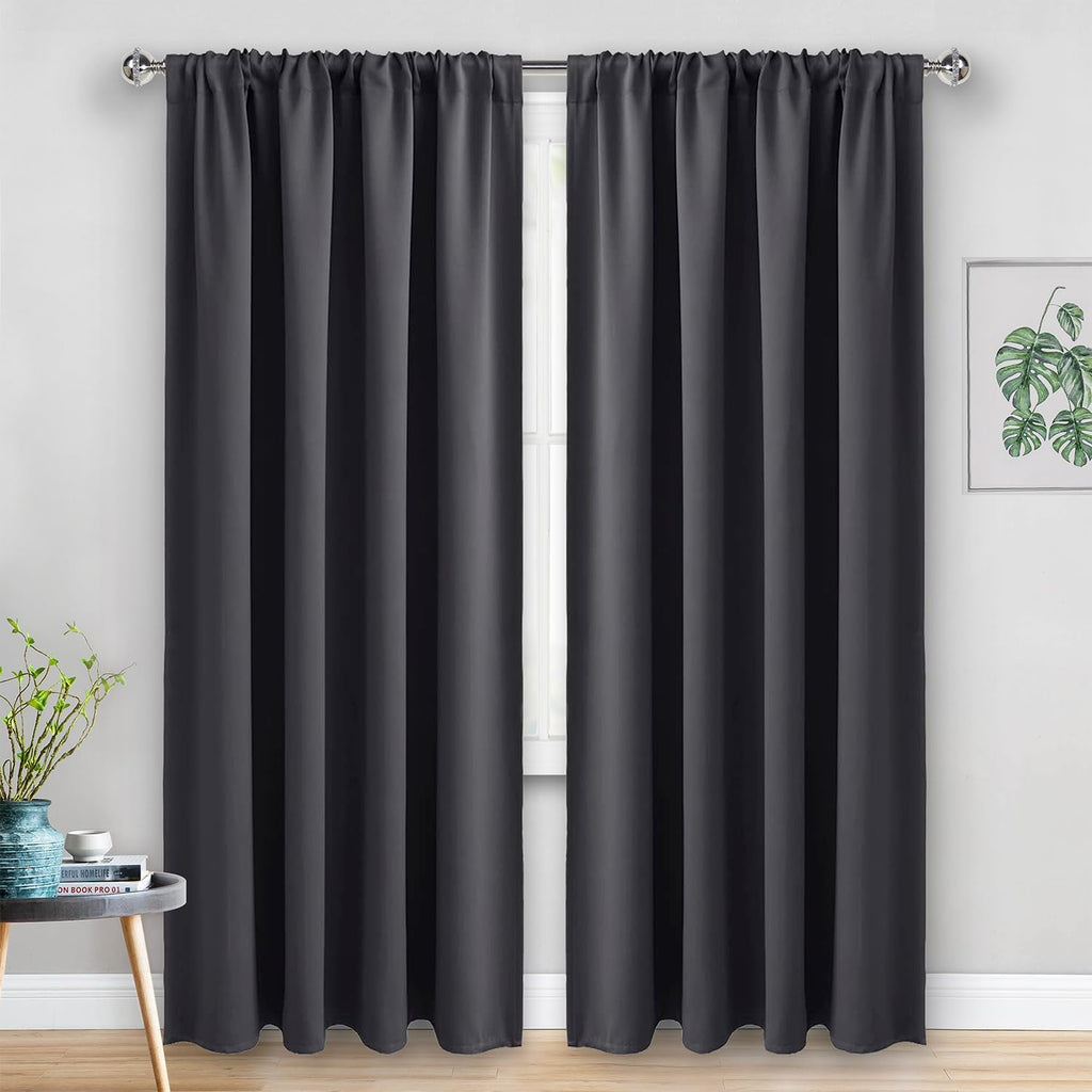 Jiuzhen Blackout Curtains for Bedroom - Thermal Insulated Room Darkening Noise Reducing, 52 x 84 Inch Length Curtains for Living Room, Set…