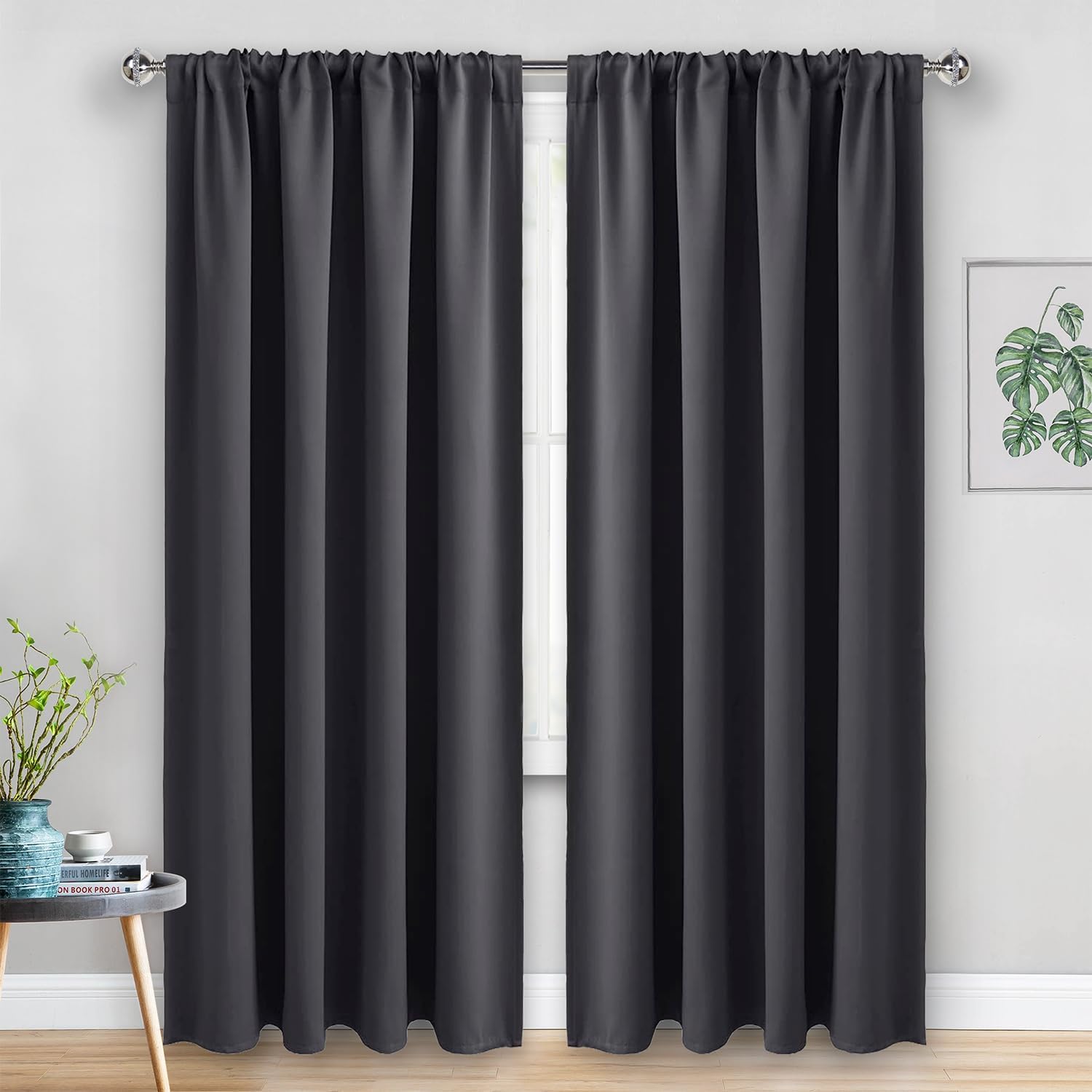 Jiuzhen Blackout Curtains for Bedroom - Thermal Insulated Room Darkening Noise Reducing, 52 x 84 Inch Length Curtains for Living Room, Set…