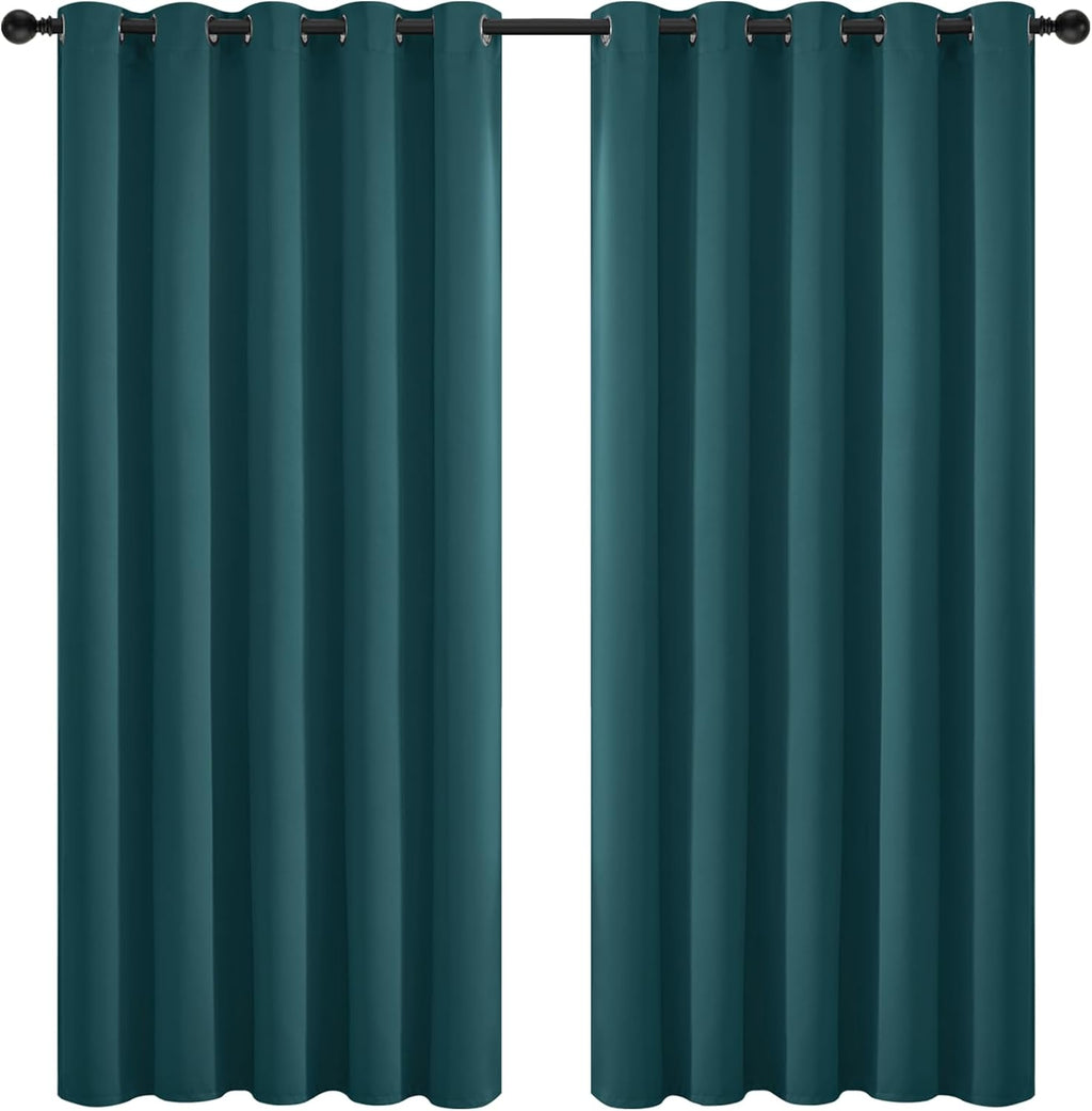 Yakamok Blackout Curtains for Bedroom 2 Panels Set Thermal Insulated Room Darkening Dark Black Out Drapery Grommet Window Treatments…