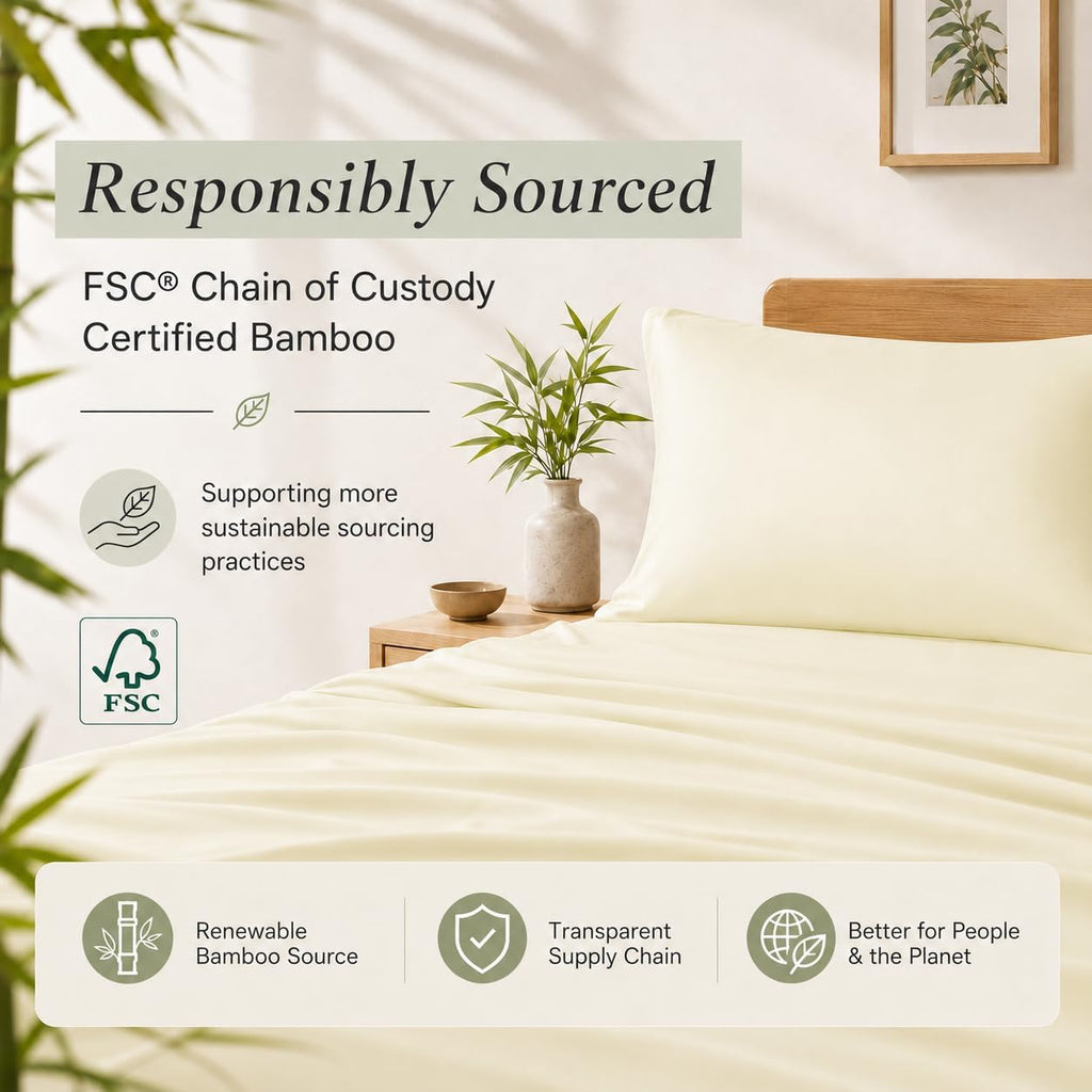TOSMO Luxury Cooling Pillowcase Set of 2 | FSC® Certified | Viscose from Organically Grown Bamboo | Breathable Silky Soft Pillowcases…