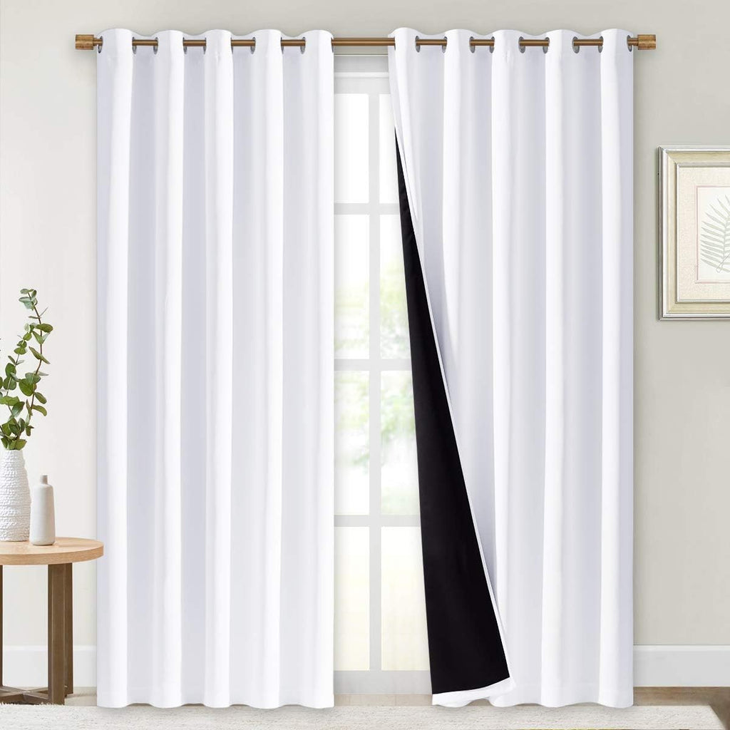 Nicetown 100% Blackout Window Curtain Panels, Cold and Full Light Blocking Drapes with Black Liner for Nursery, 84 inches Drop Thermal Insu…