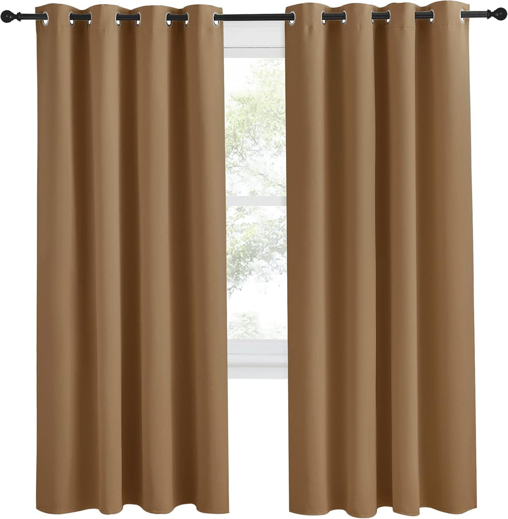NICETOWN Gold Brown Curtain 78 inch Long, 1 Panel, W55 x L78, Grommet Blackout Thermal Insulated Room Darkening Sound Reducing Window…