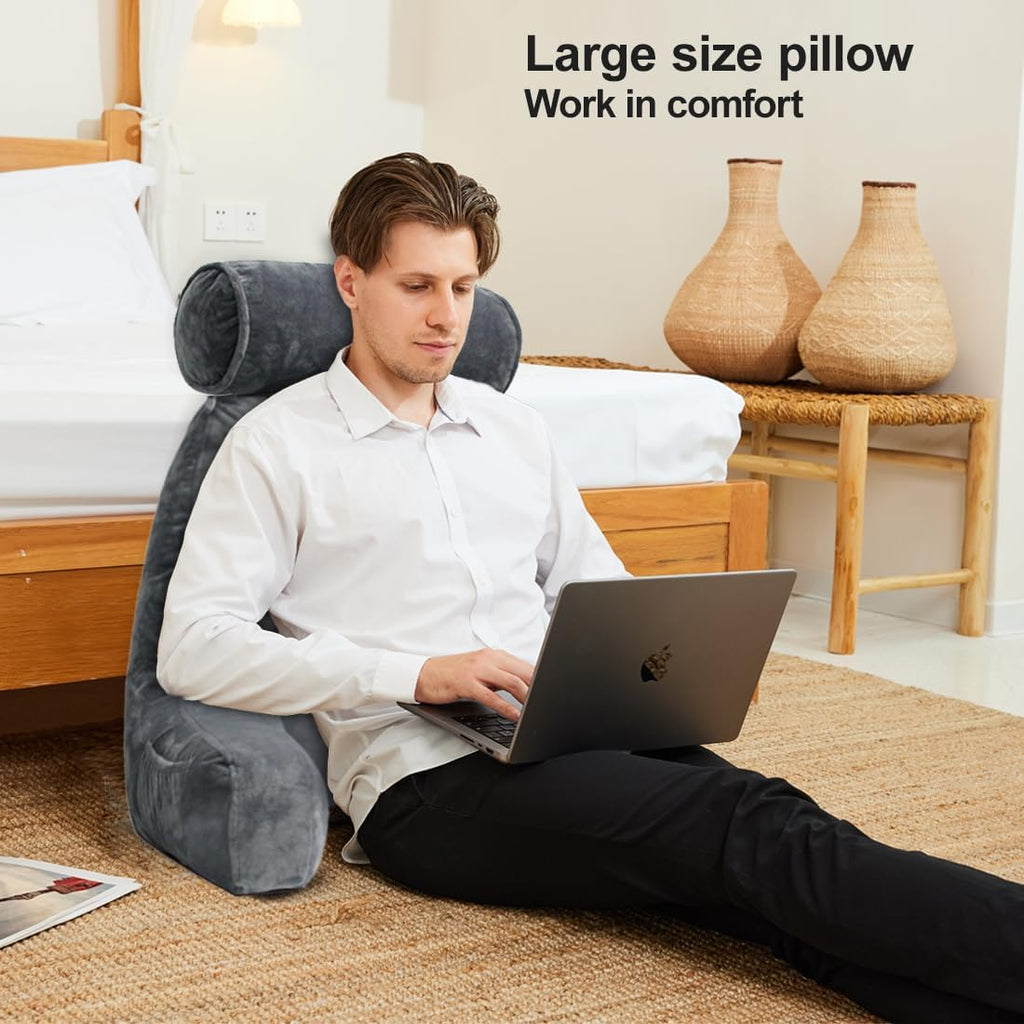 mittaGonG Extra Large Reading Pillow for Sitting in Bed Adult with Detachable Neck Support Cushion & Backrest Pillow for Bed with Arms and…