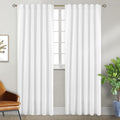 BGment Rod Pocket and Back Tab White Curtains for Bedroom - Thermal Insulated Room Darkening Curtains for Living Room, 2 Window Curtain Pan…