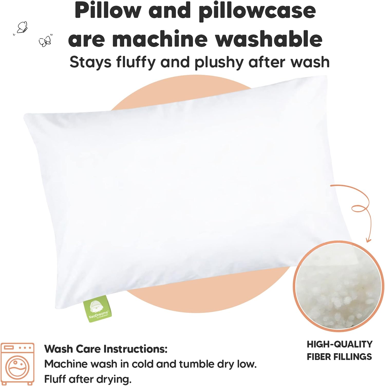Toddler Pillow with Pillowcase - 13x18 My Little Dreamy Kids Travel Bed Pillows for Sleeping, Organic Cotton Small Pillowcase, Soft &…
