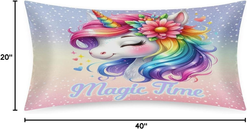 Unicorn Rainbow Animal Satin Silk Pillowcase for Hair and Skin Pillow Cases King Size Soft Silk Pillow Case with Envelope Closure Print…